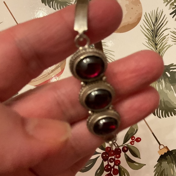 NWOT Sterling Silver 925 Red Garnet Bracelet - Picture 10 of 14